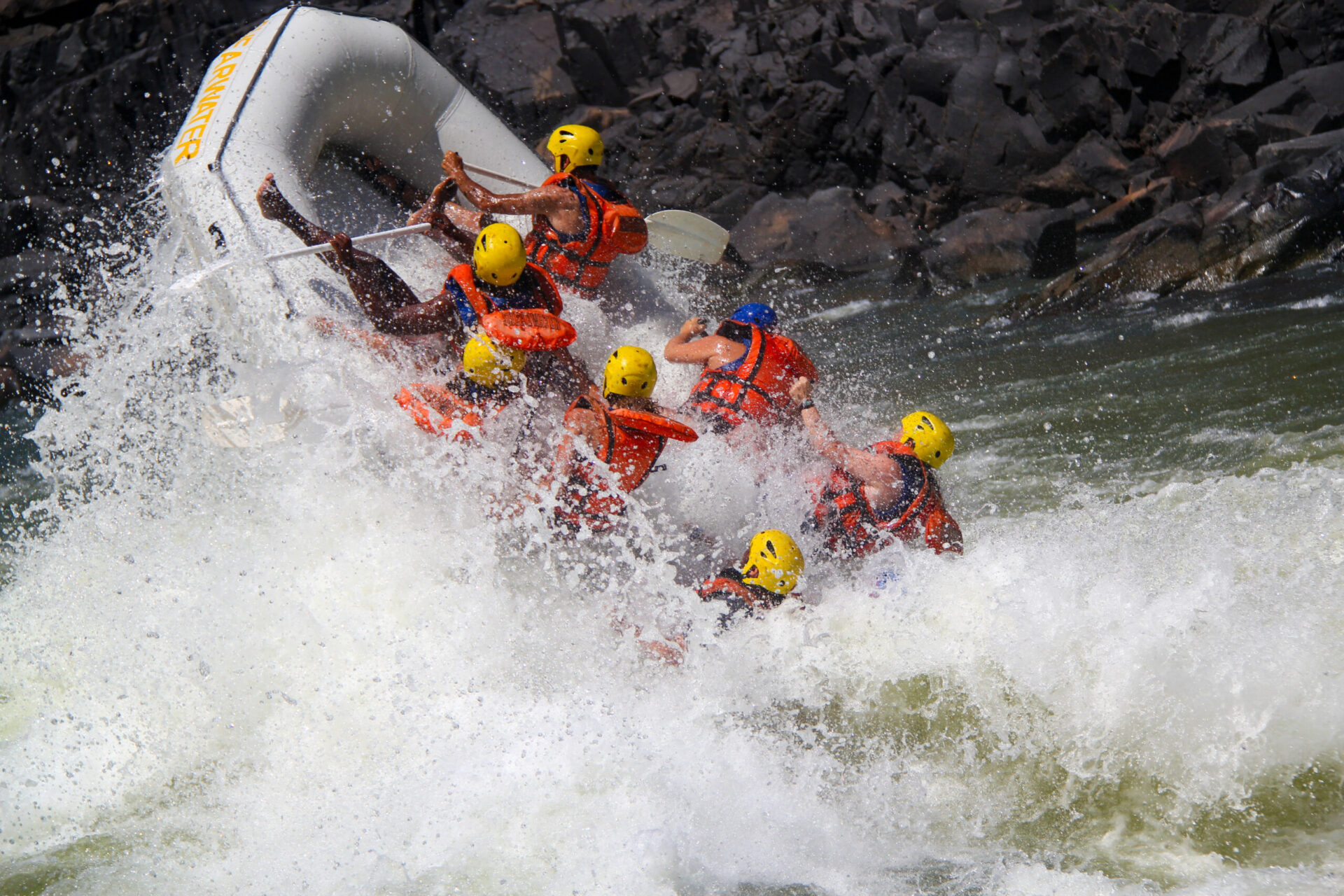 White-water rafting on the Zambezi River below Victoria Falls